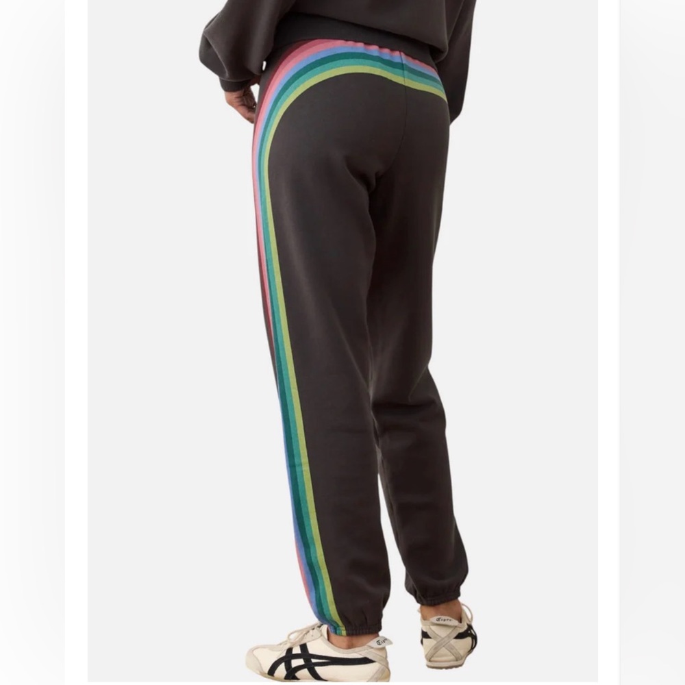 Marine Layer charcoal Joggers with Rainbow Stripe